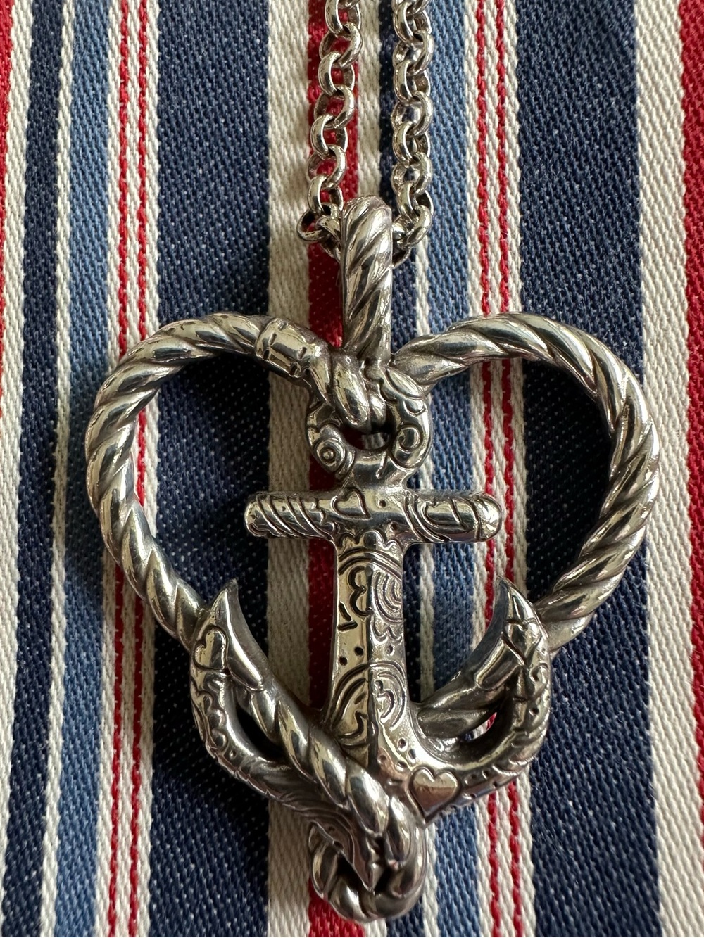 Brighton Seas The Day Anchored In Love Anchor Heart Silverplated Necklace EUC